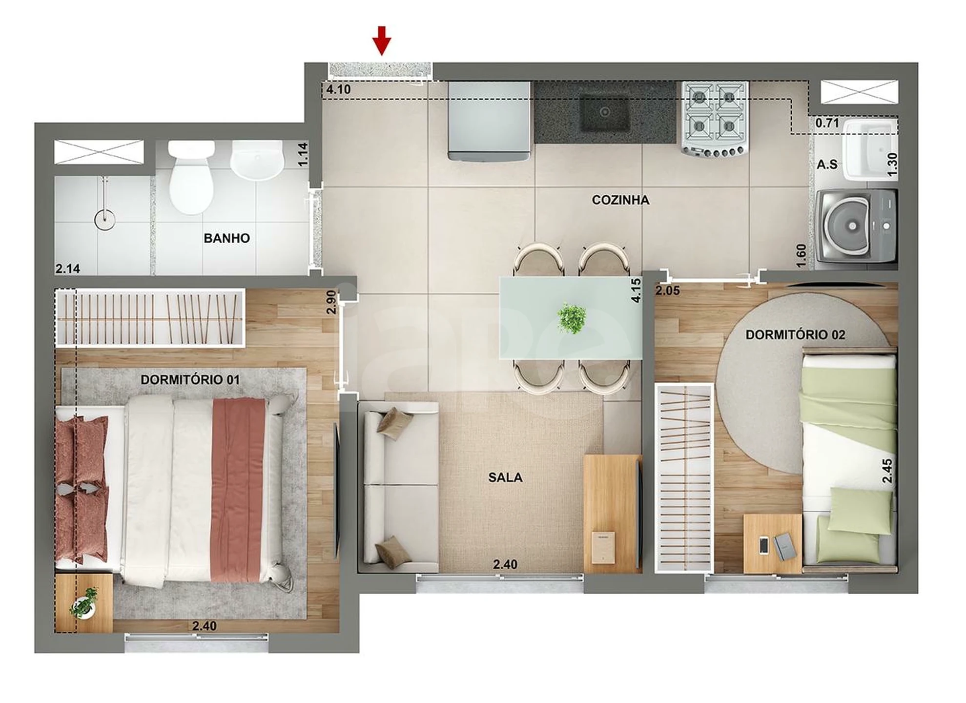 Planta — Apartamento 32 m²