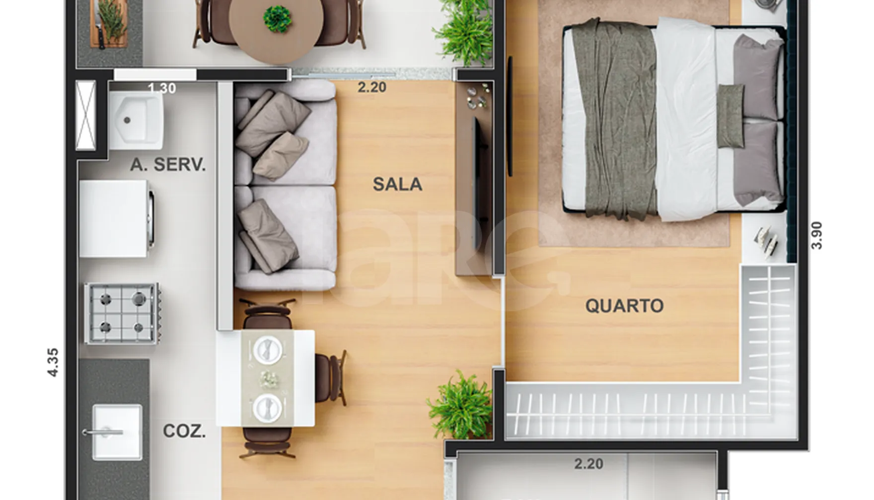 Planta — Apartamento 34,7 m²