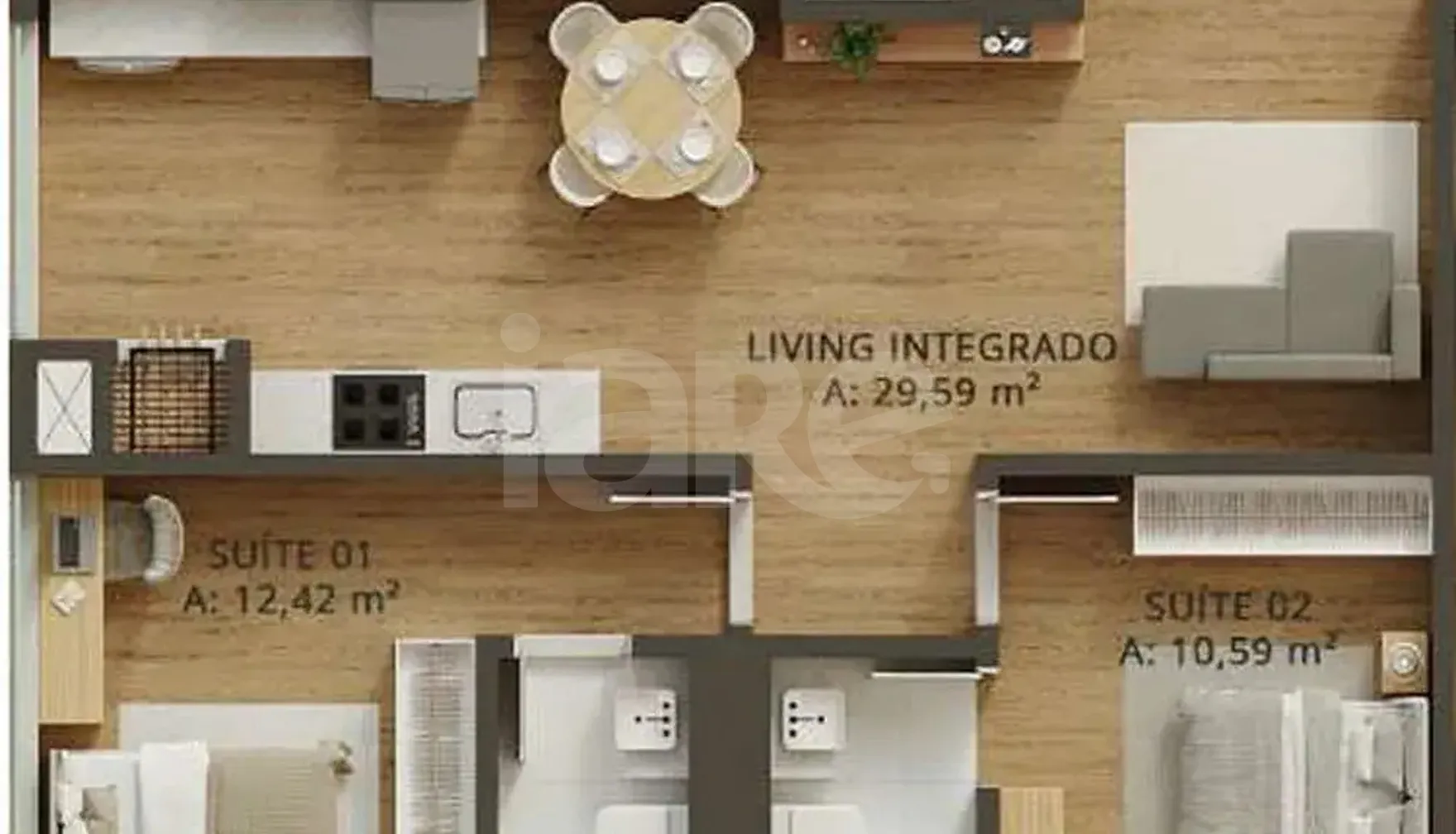 Planta — Apartamento 77,15 m²