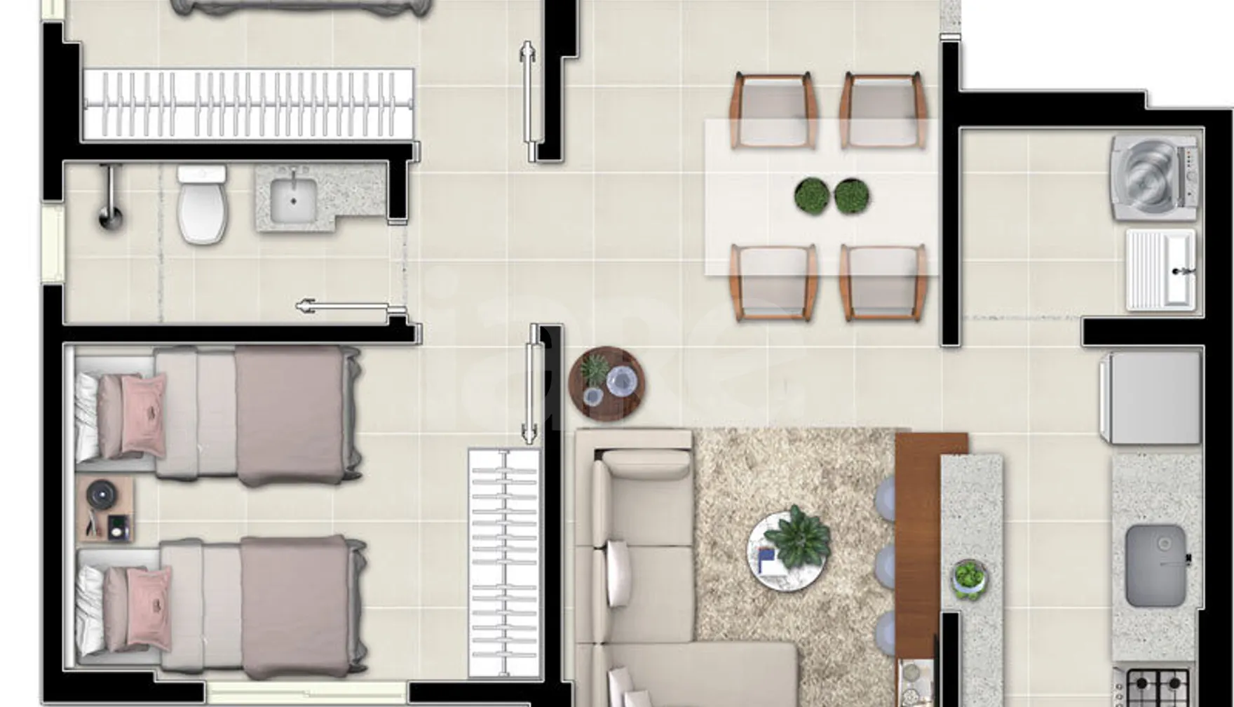 Planta — Apartamento 64,04 m²
