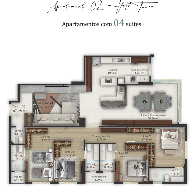 Planta — Apartamento 195,17 m²