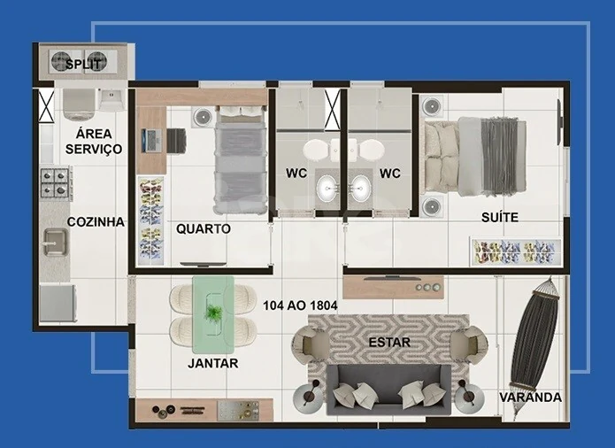 Planta — Apartamento 58,43 m²