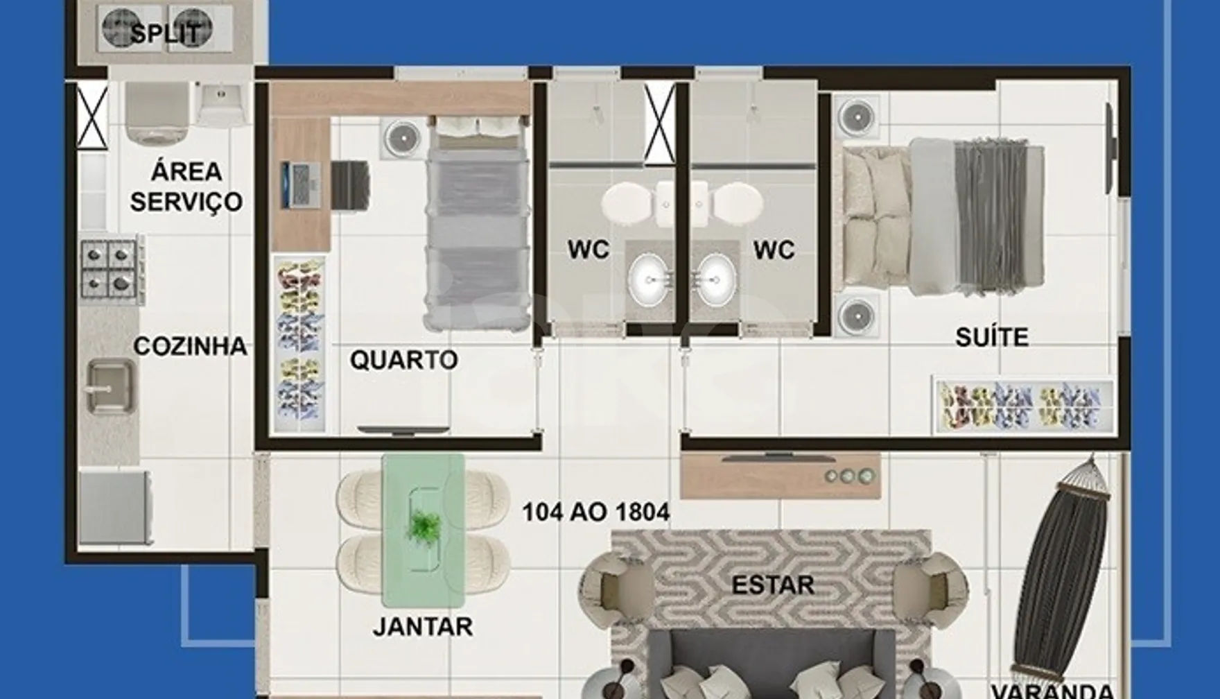 Planta — Apartamento 58,43 m²