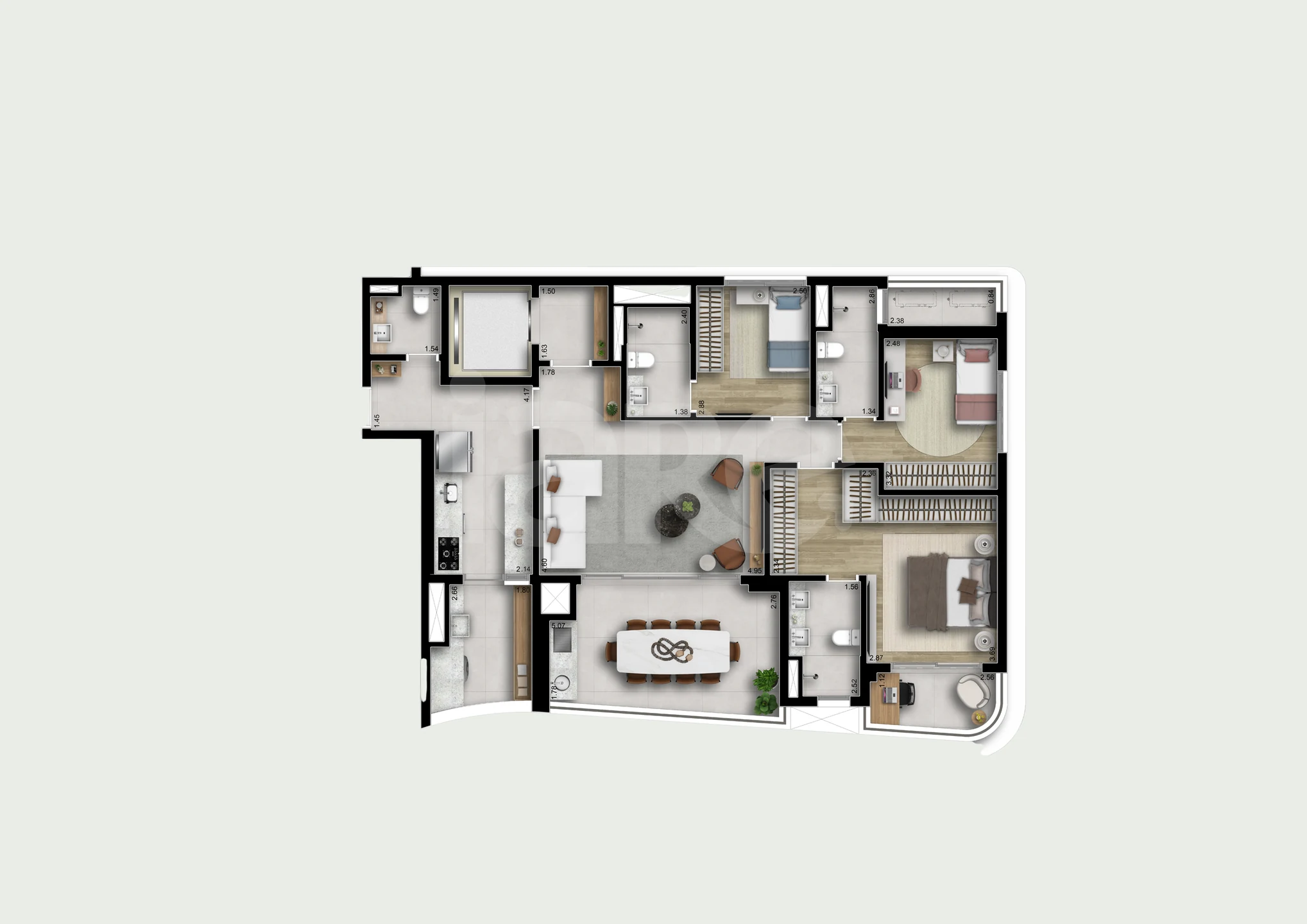 Planta — Planta 127m² - 2 suites