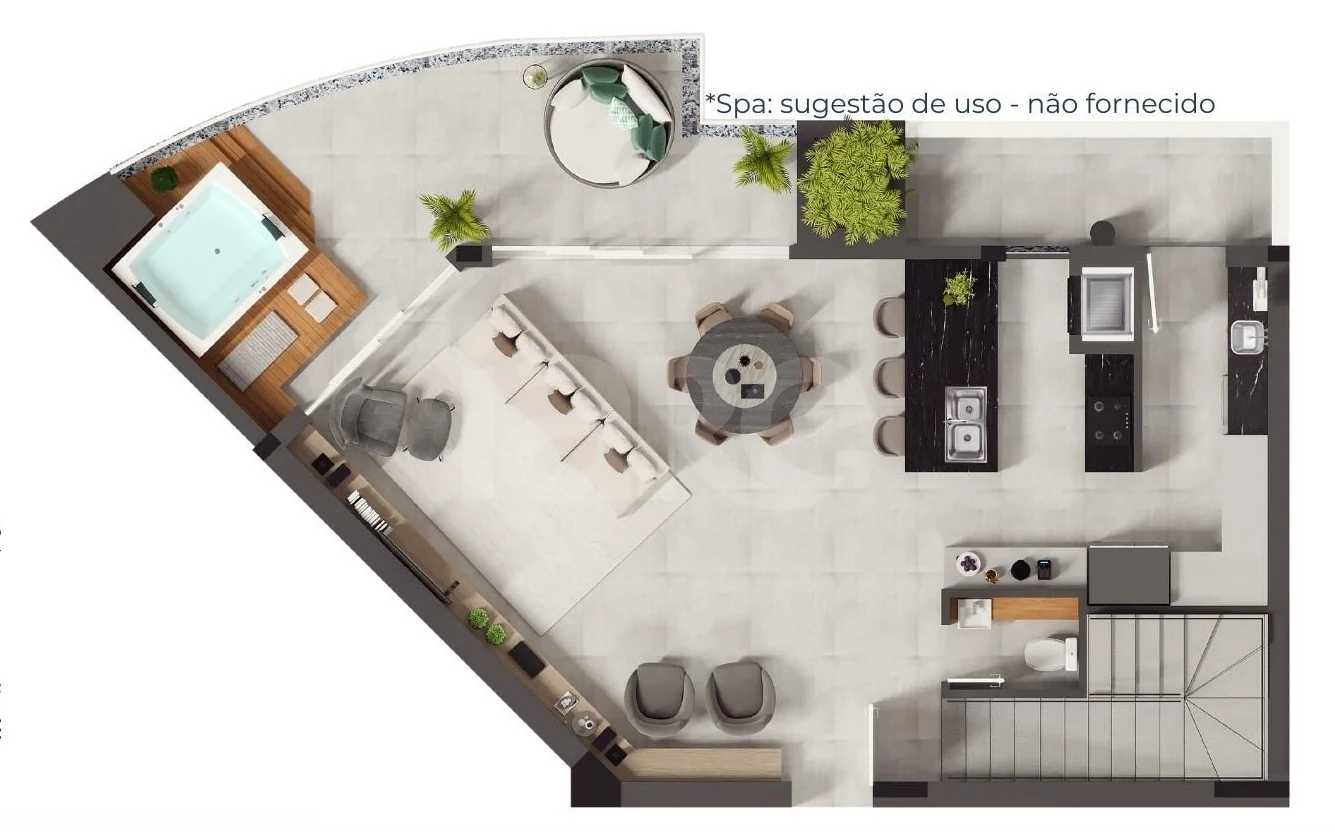 Planta — Cobertura Duplex 159,71 m² · 1º pavimento