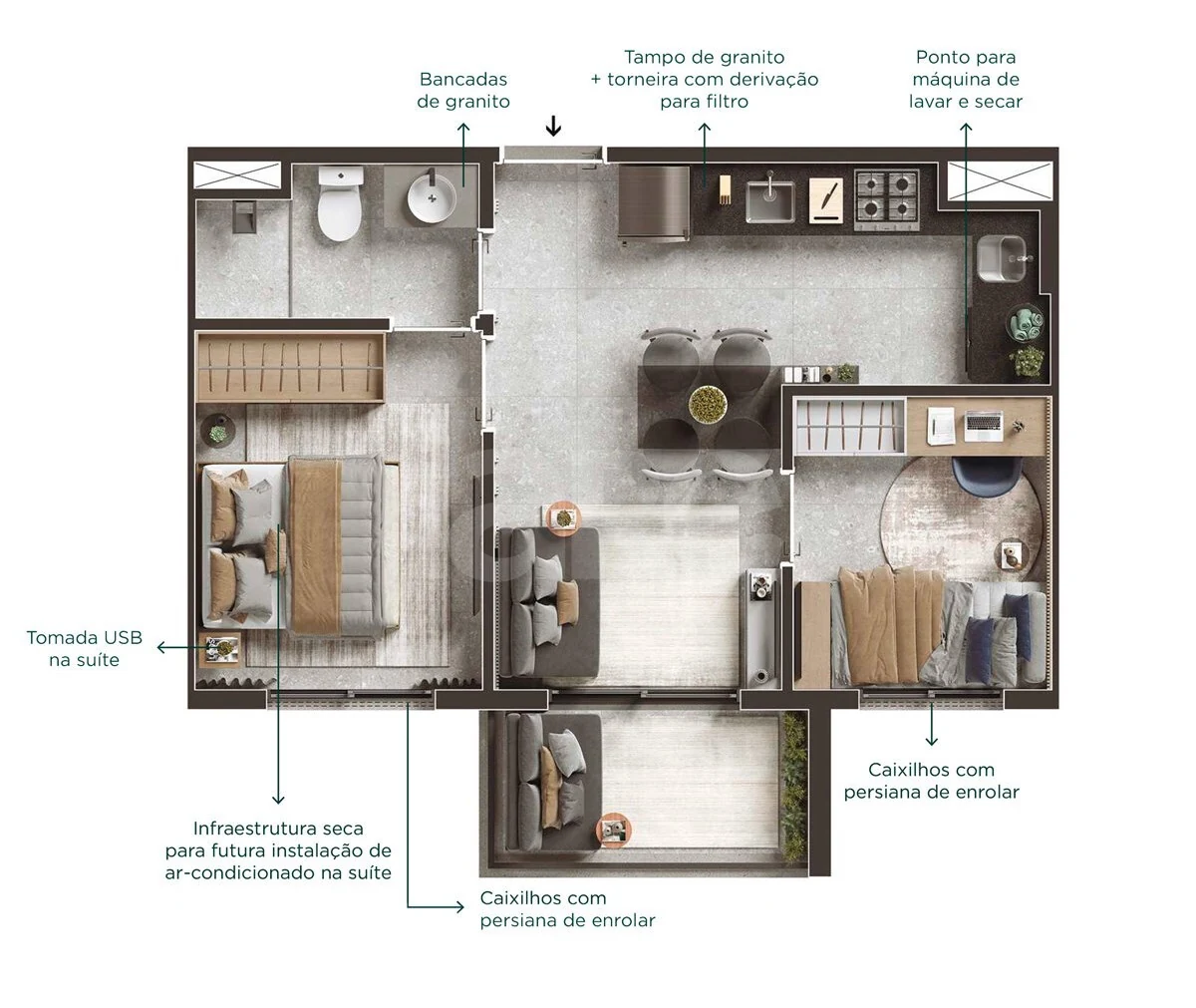 Planta — Apartamento 37,46 m²