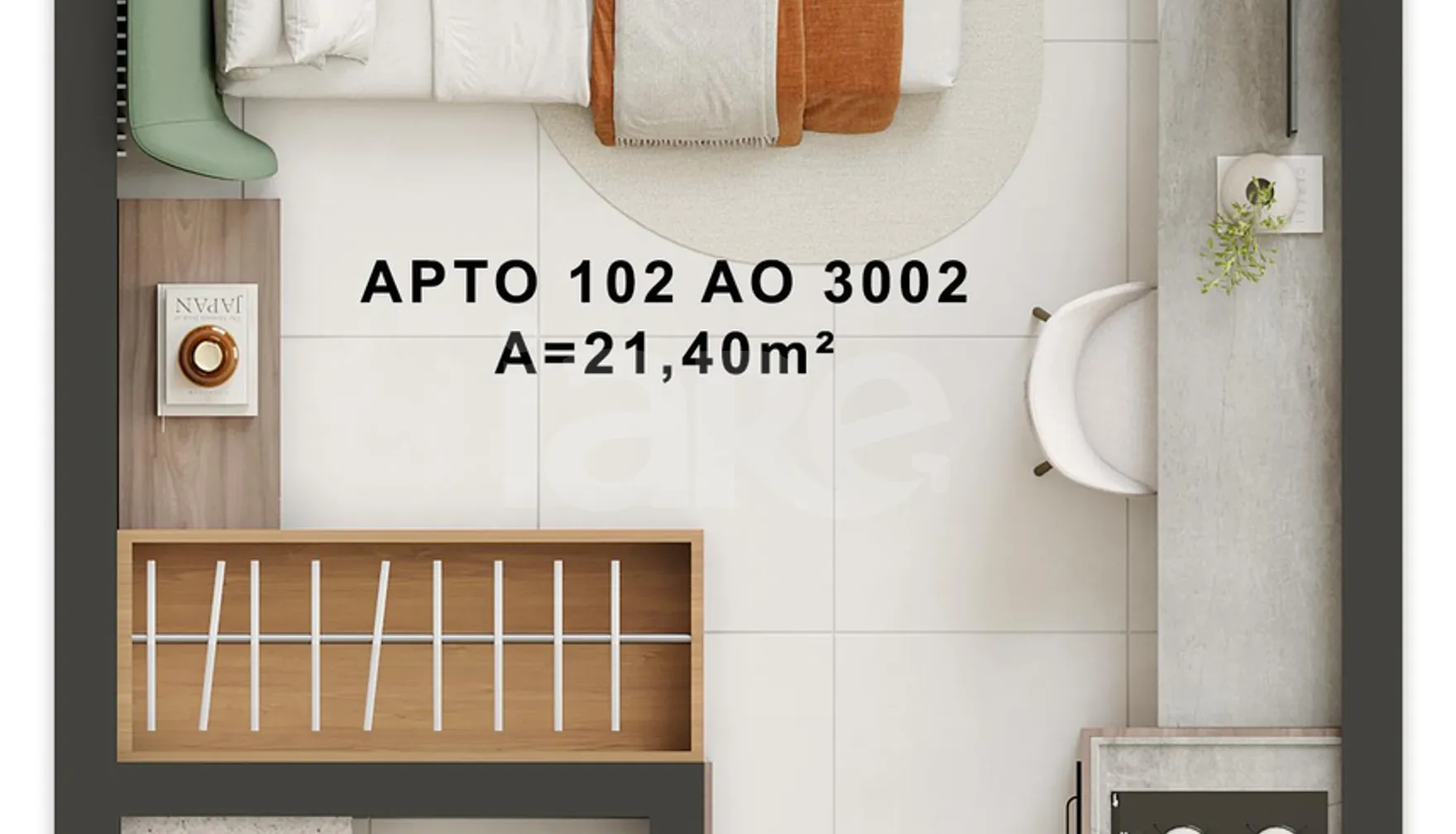 Planta — Studio 21,4 m²