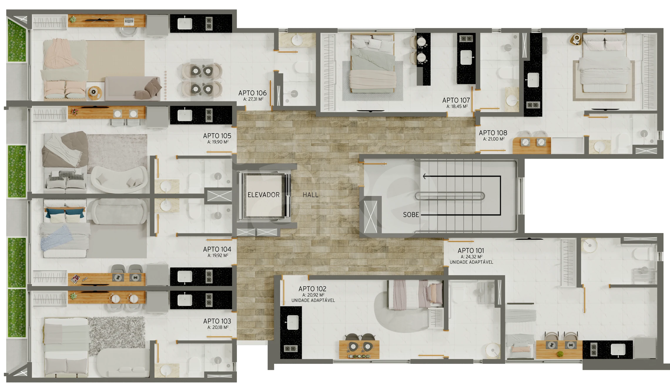 Planta — Pavimento 1, 2, e 3
