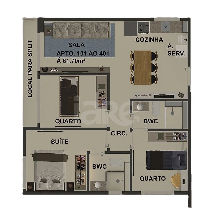 Planta — Apartamento 54,91 m²