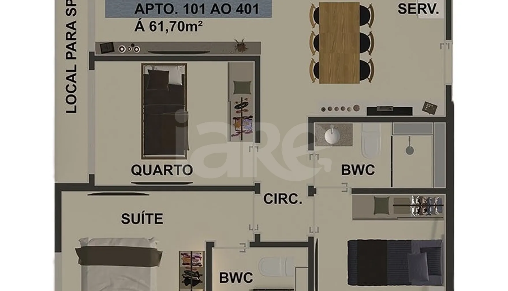 Planta — Apartamento 54,91 m²
