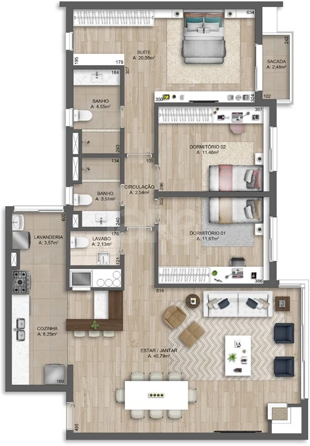 Planta — Apartamento 112,33 m²