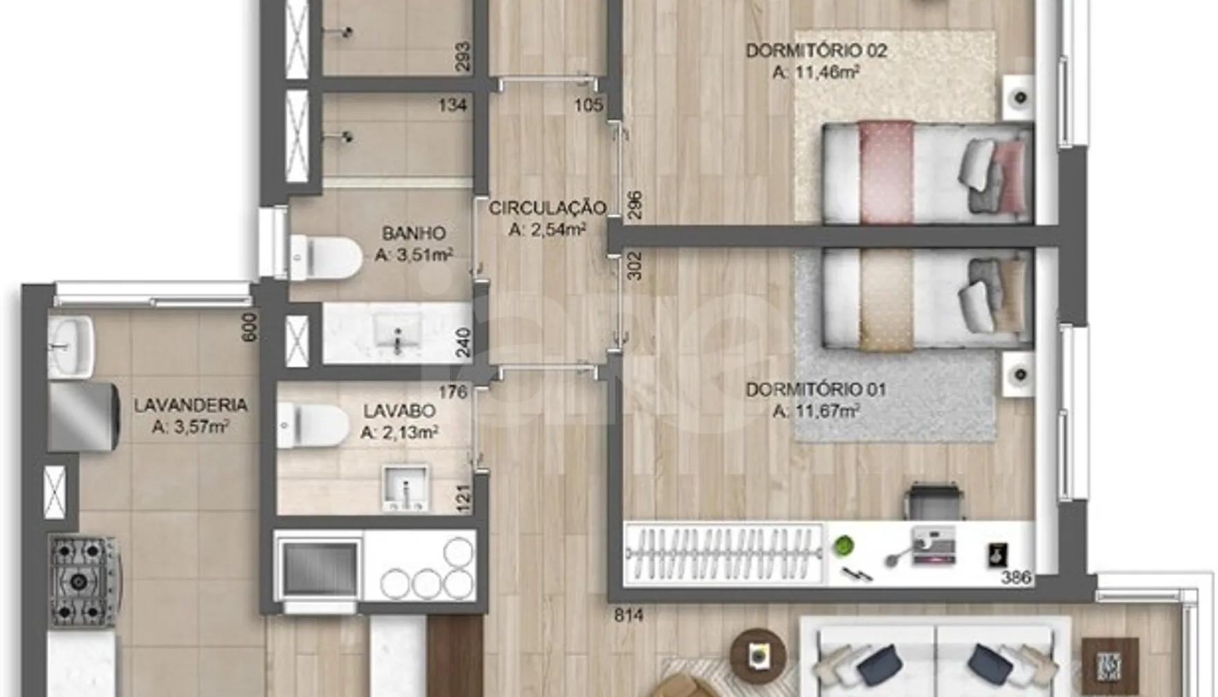 Planta — Apartamento 112,33 m²