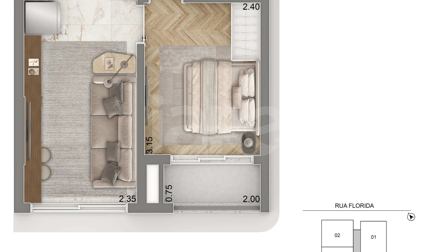 Planta — Studio 31 m²