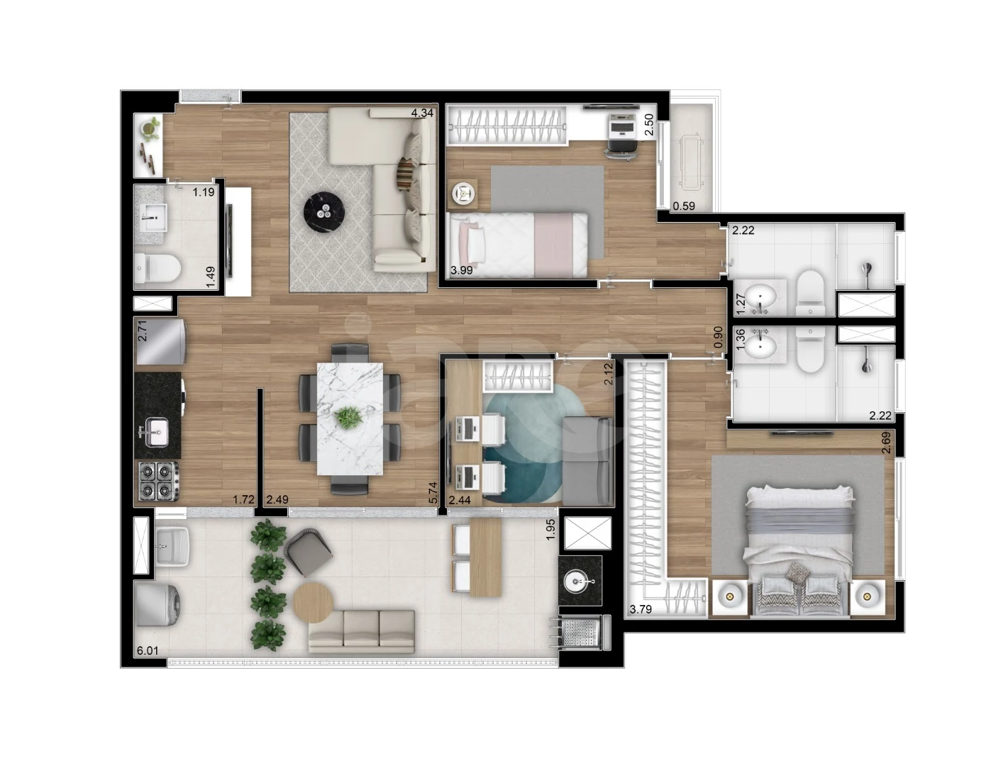 Planta — Apartamento 84,08 m²