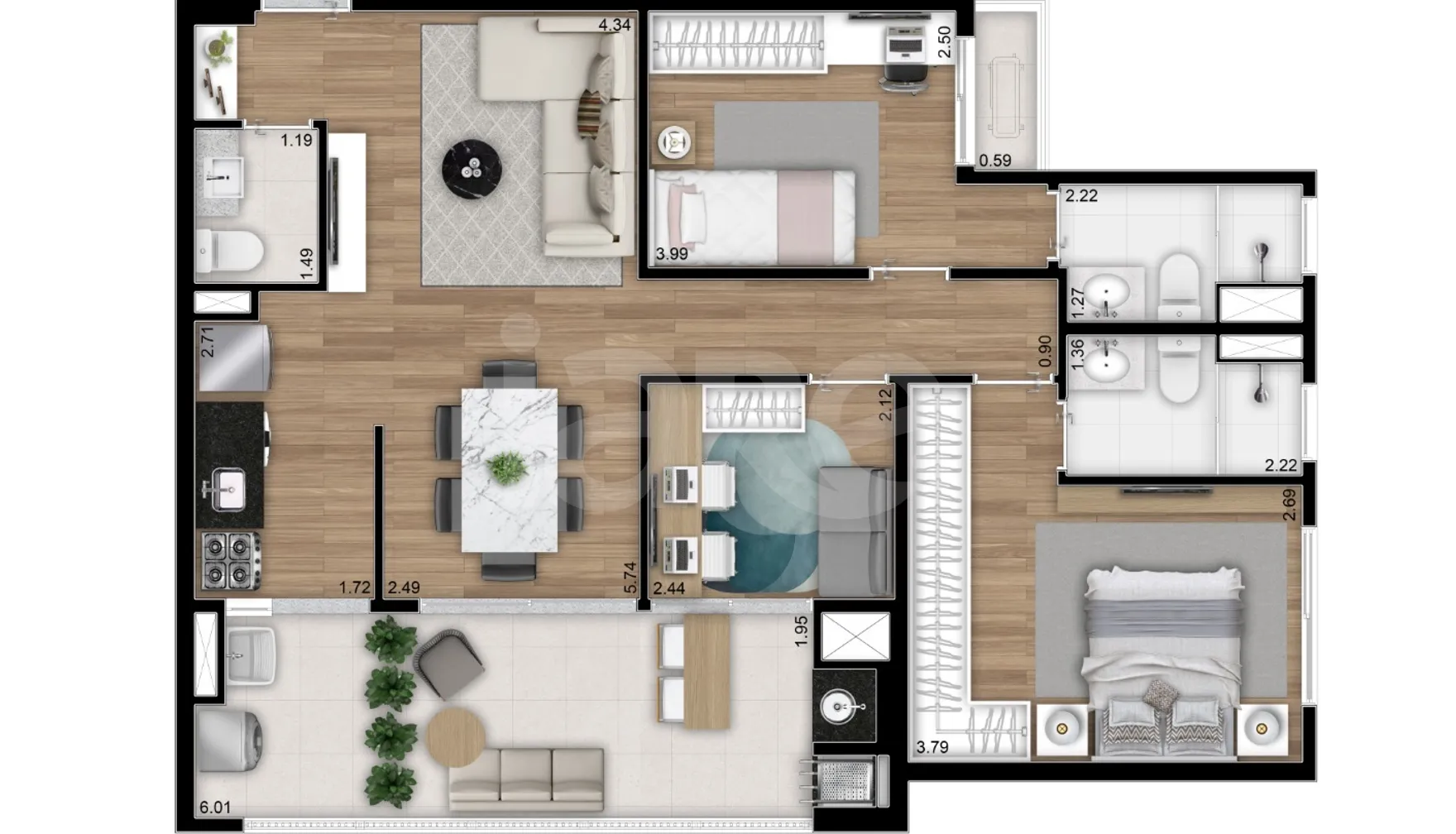 Planta — Apartamento 84,08 m²