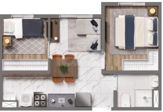 Planta — Apartamento 35,4 m²