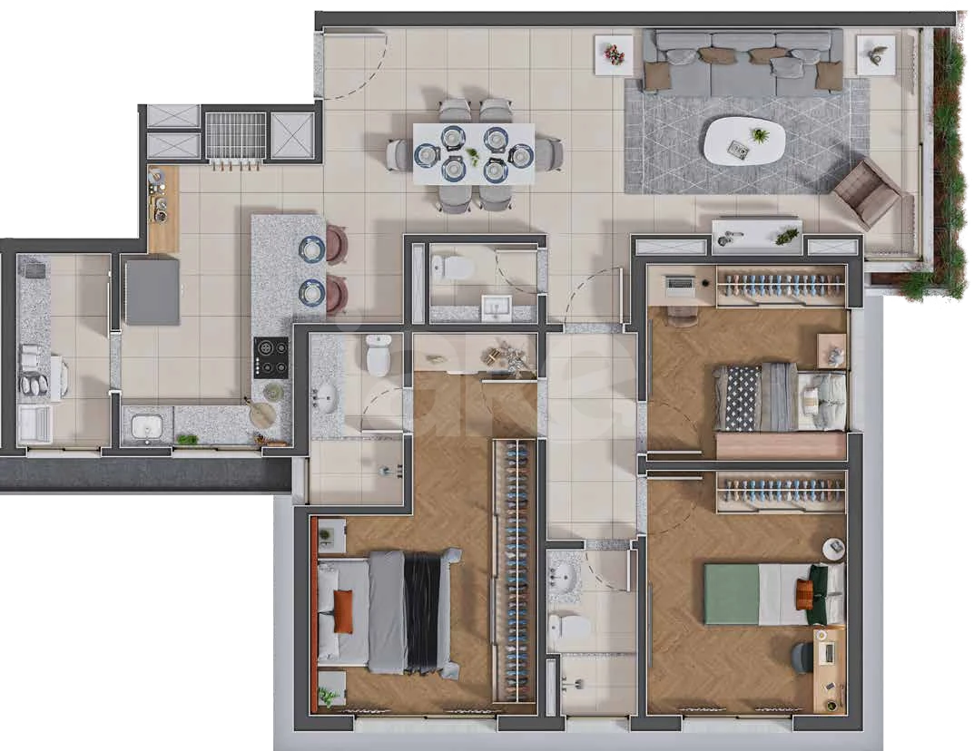Planta — Apartamento 106,29 m²