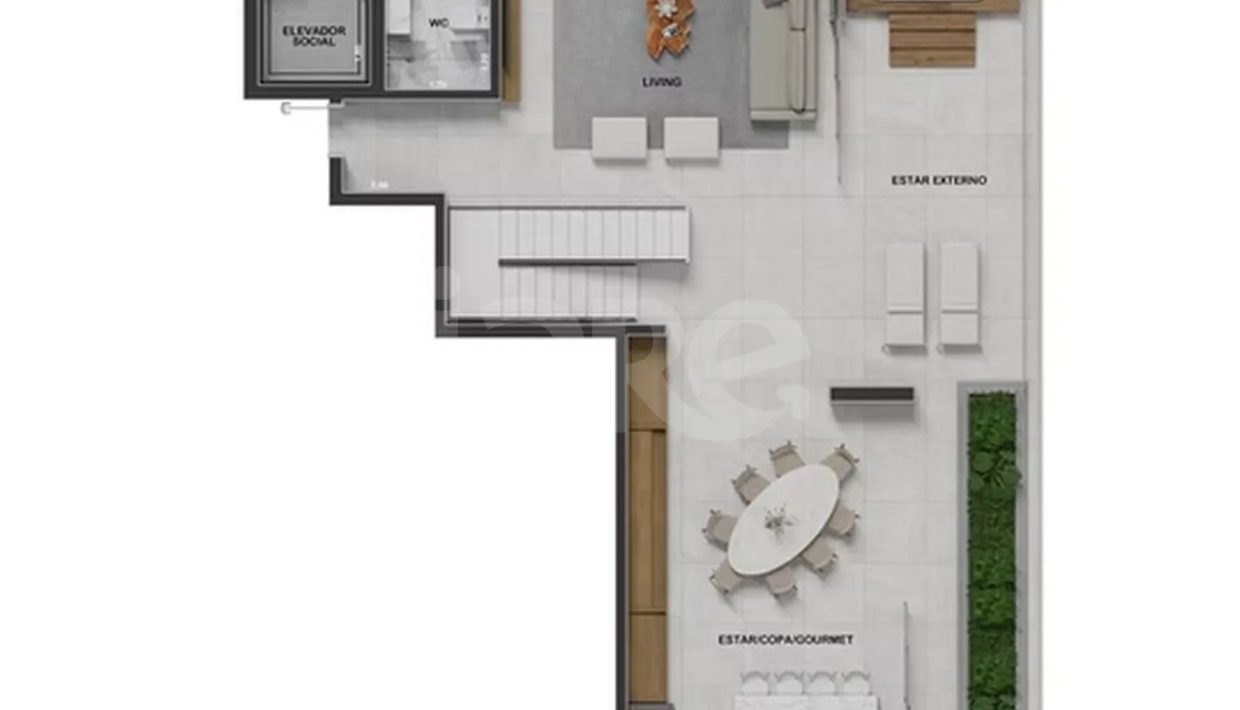 Planta — Cobertura final 4 - 3 dorm 292m² - duplex superior