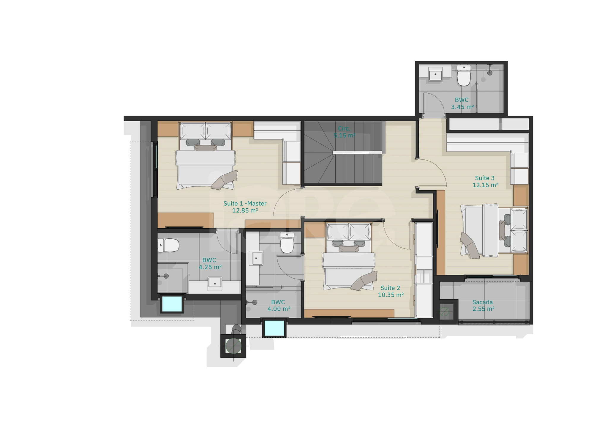 Planta — Cobertura Duplex 170,51 m²