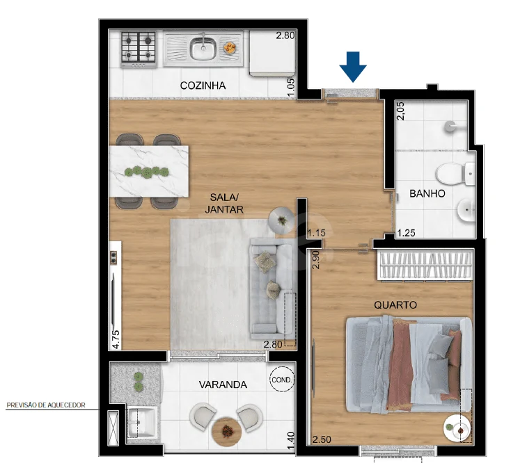 Planta — Apartamento 33,03 m²