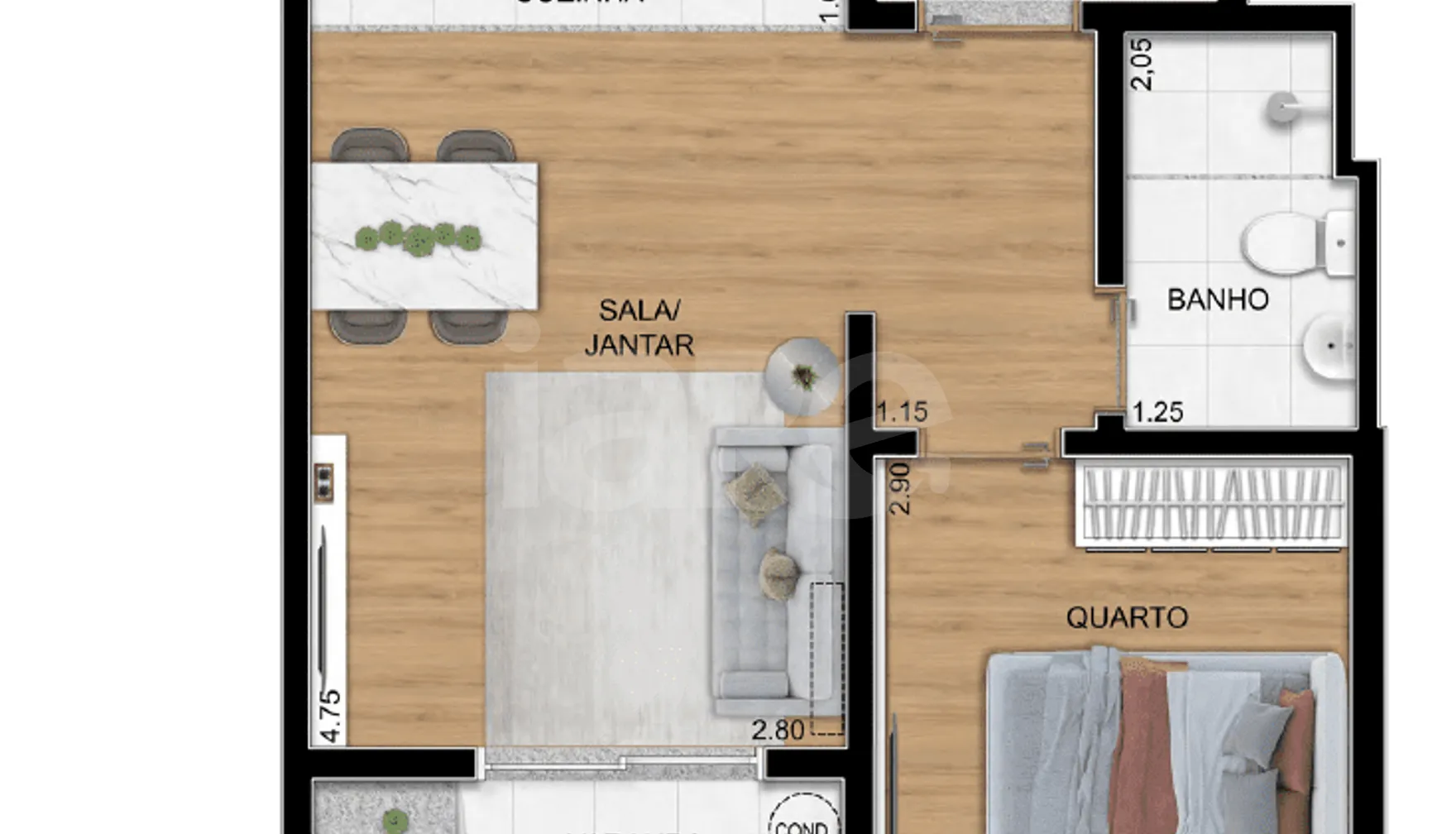Planta — Apartamento 33,03 m²