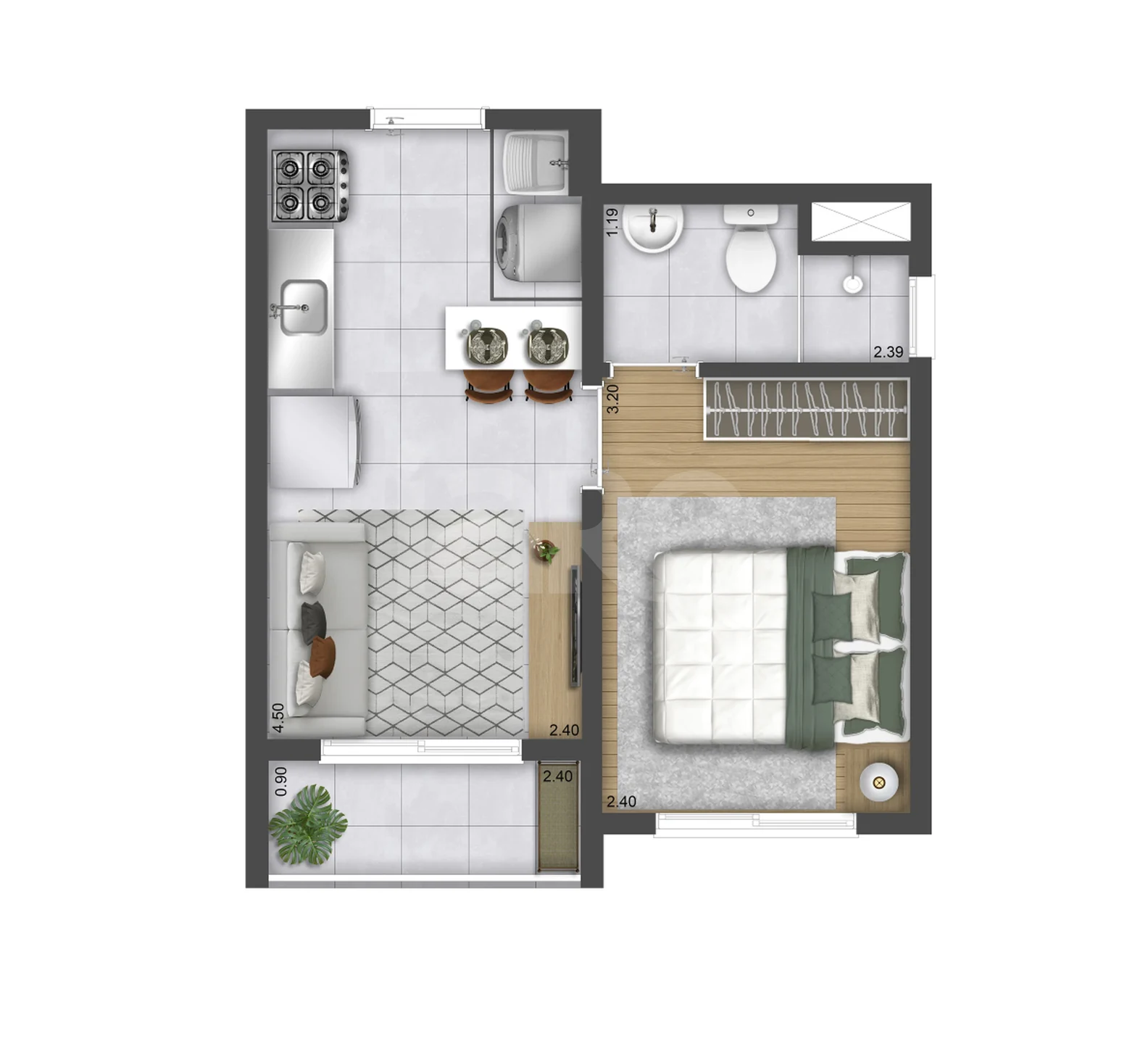 Planta — Apartamento 27,34 m²
