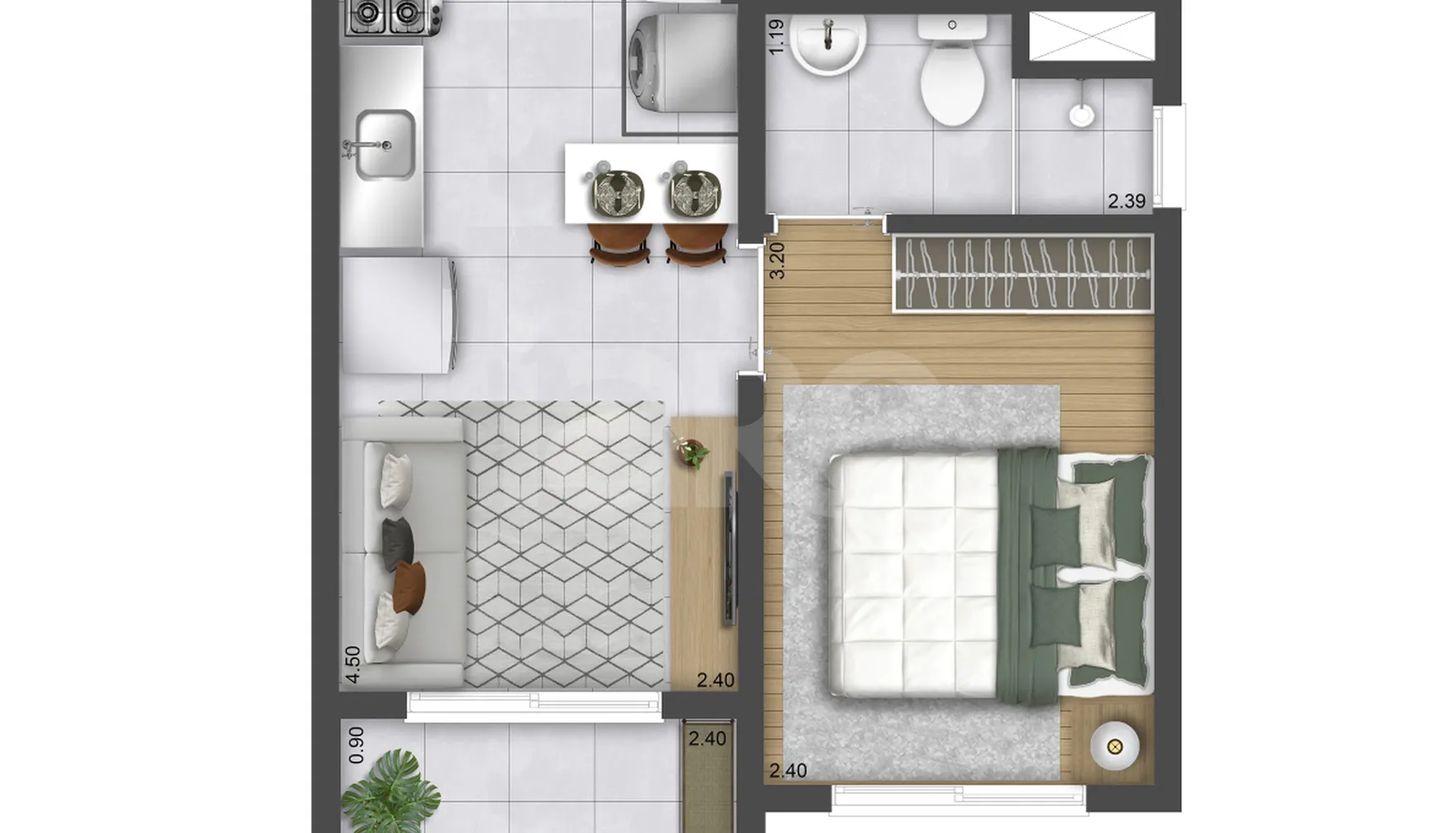 Planta — Apartamento 27,34 m²