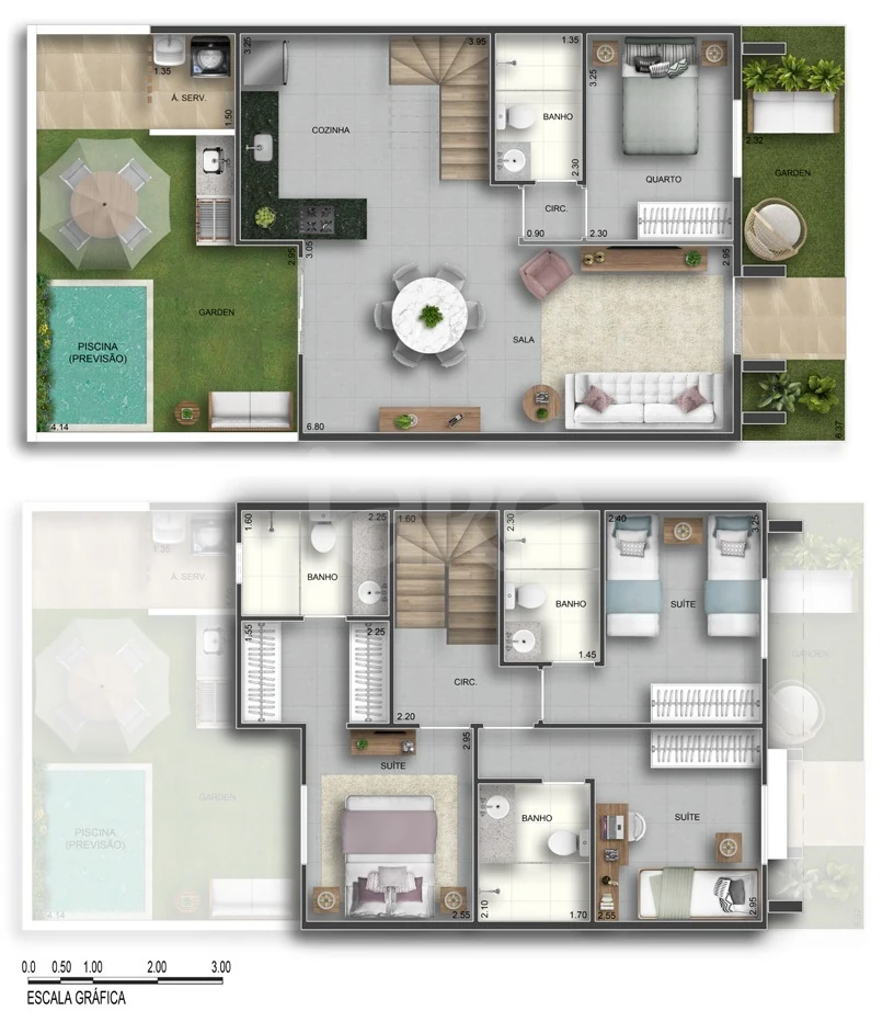 Planta — Casa em Condomínio 137,9 m²