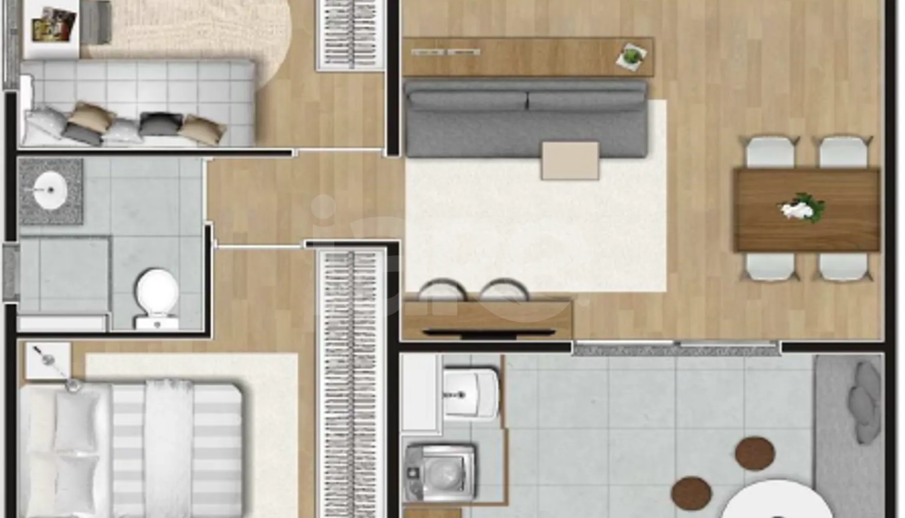 Planta — Apartamento 57,14 m²