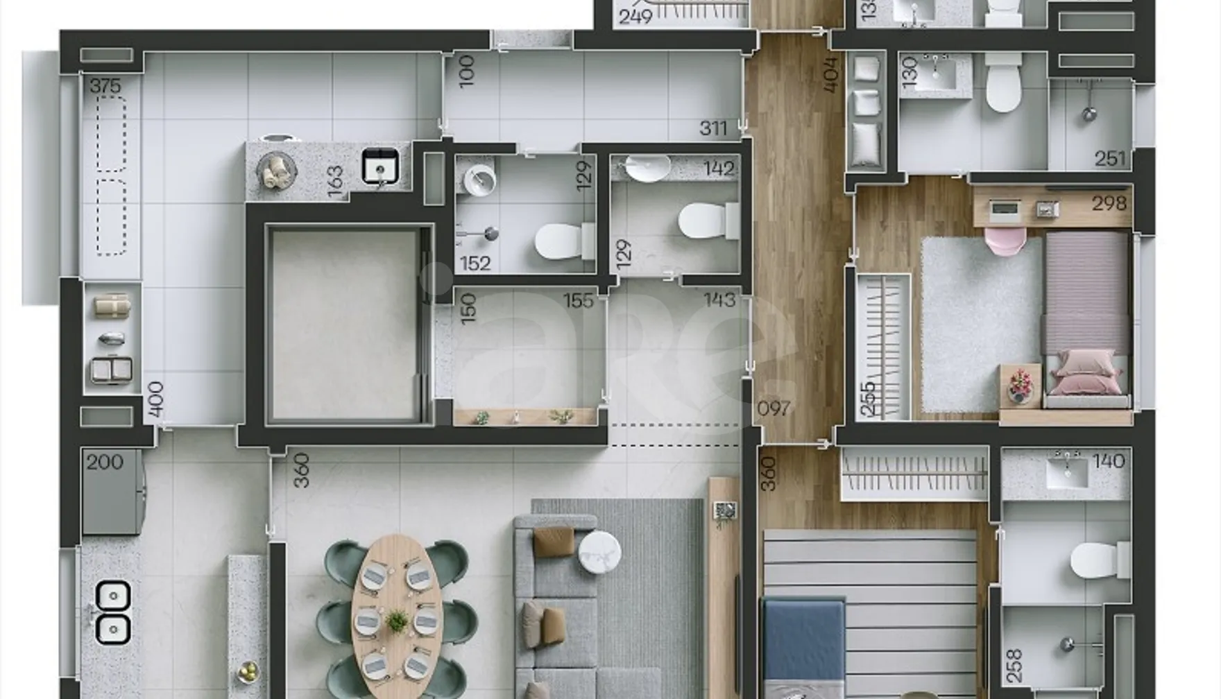 Planta — Apartamento 134,03 m²