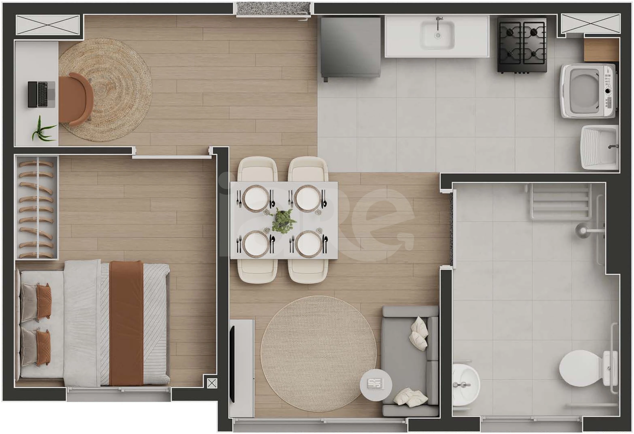 Planta — Apartamento 33,34 m²
