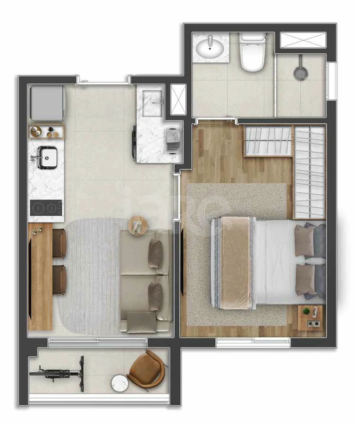 Planta — Apartamento 26,88 m²