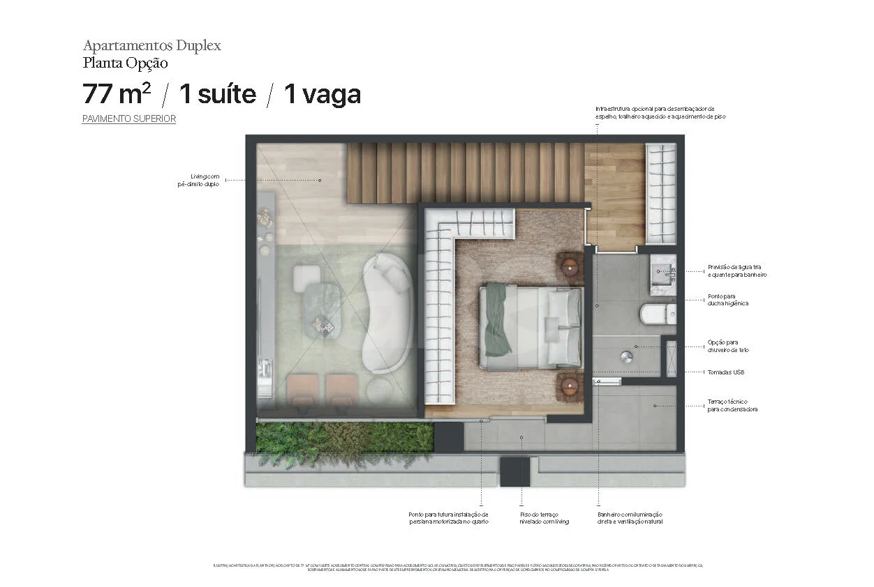 Planta — Apartamento 76,77 m²