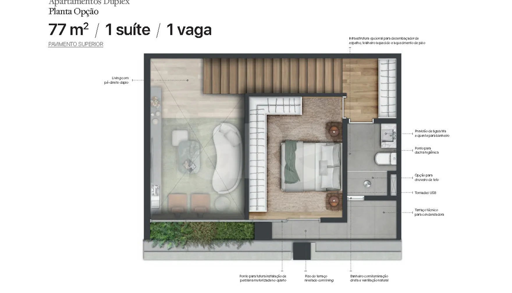 Planta — Apartamento 76,77 m²