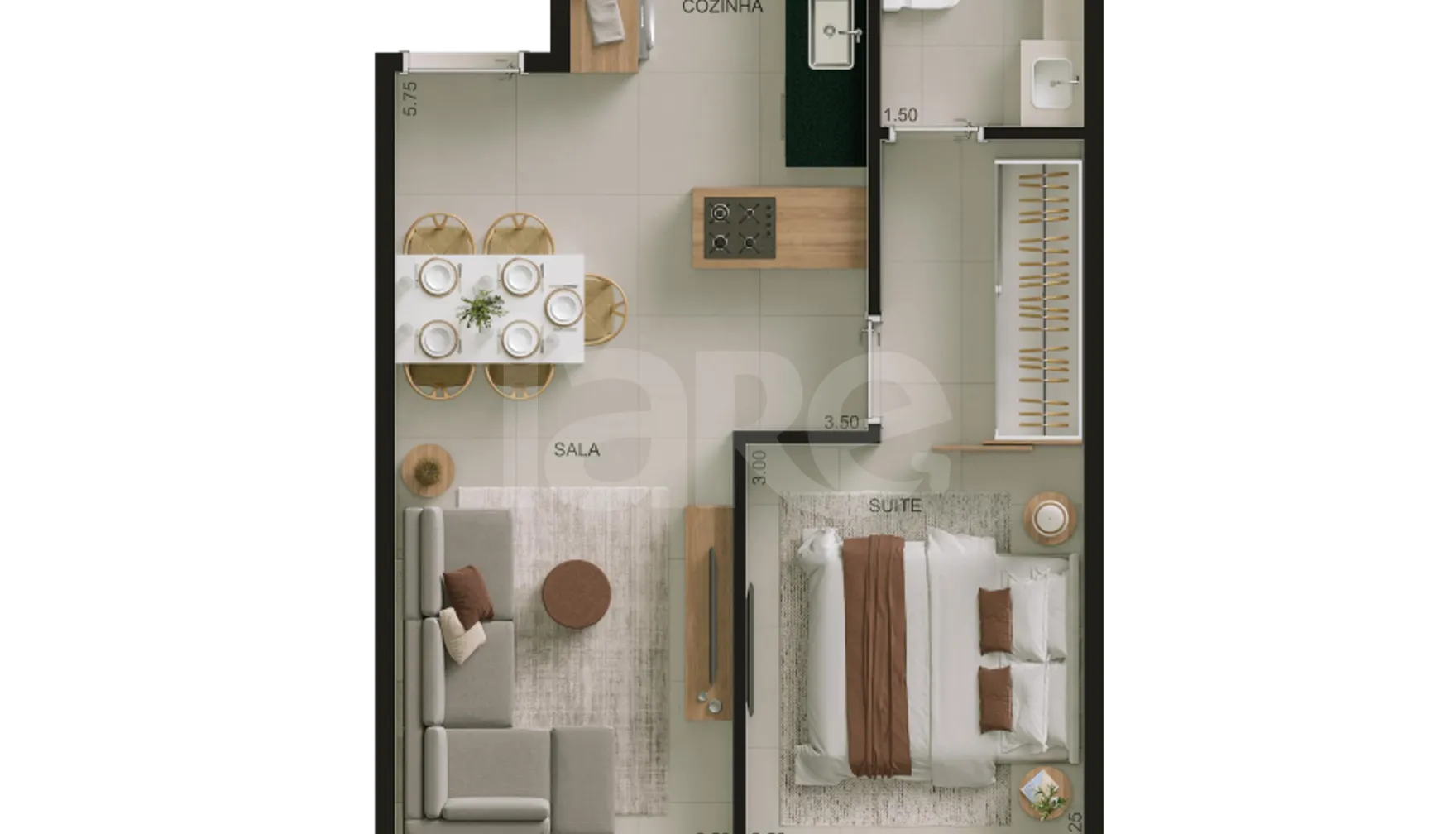Planta — Apartamento 43,22 m²