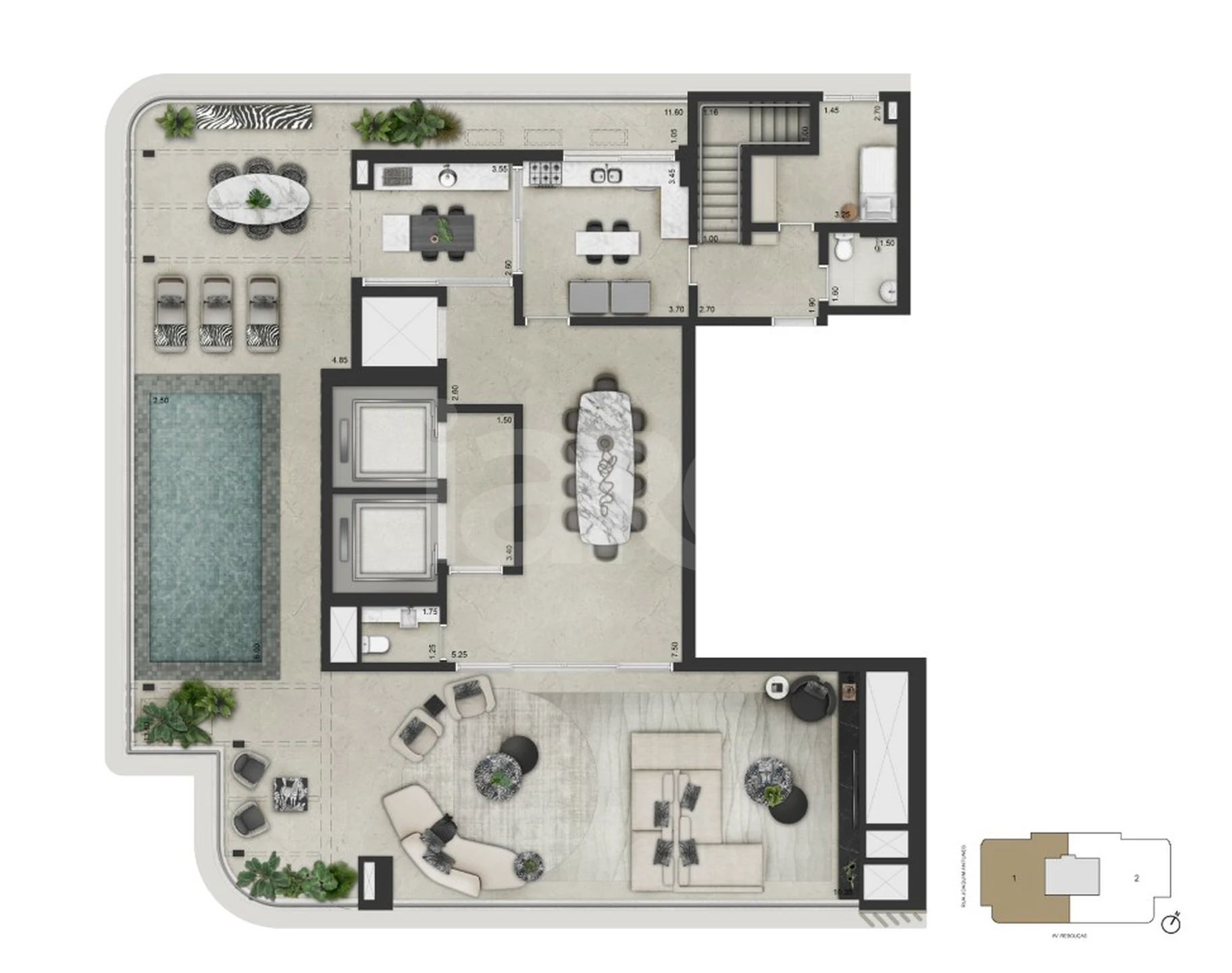 Planta — Cobertura Duplex 516,4 m²