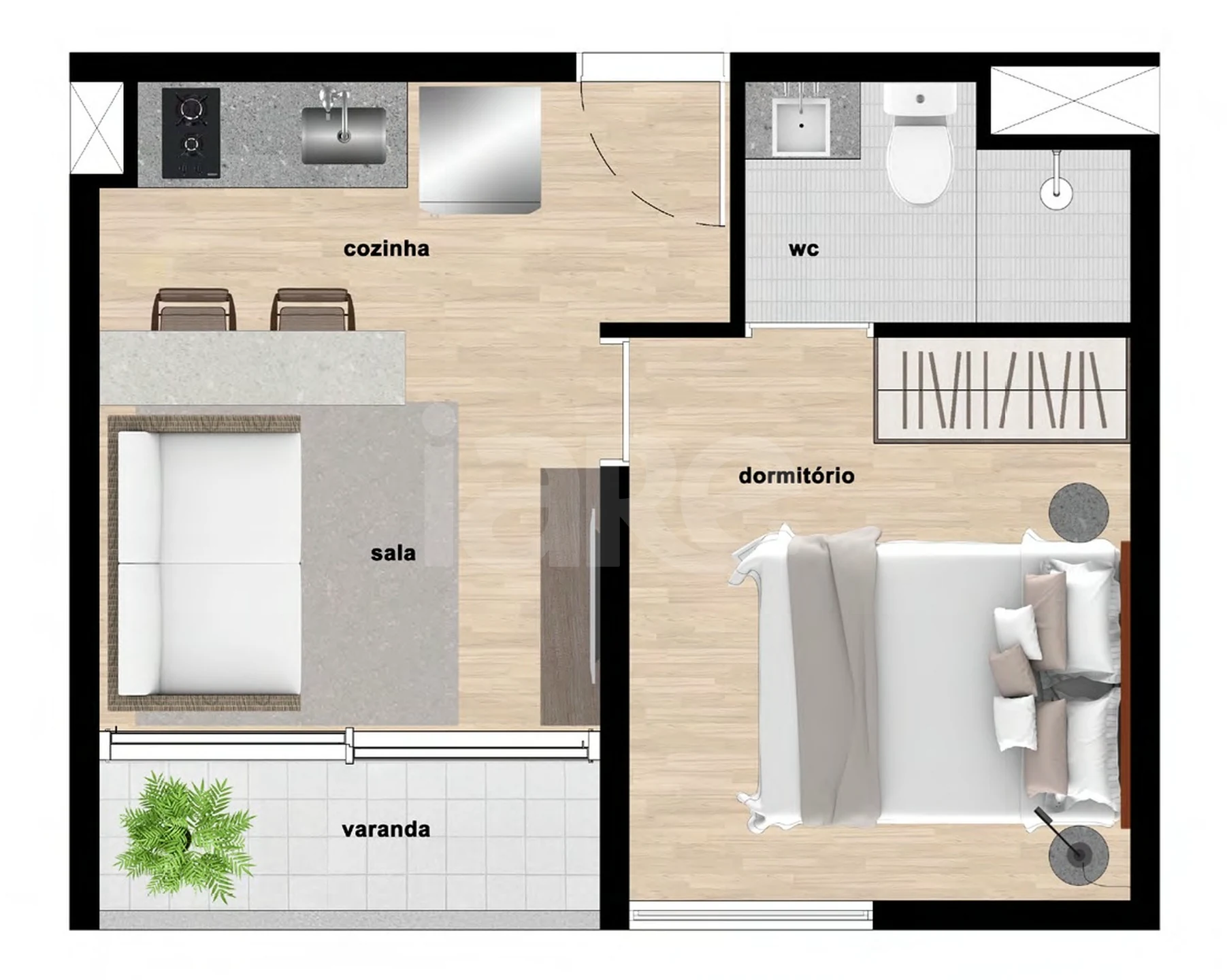 Planta — Apartamento 24,4 m²