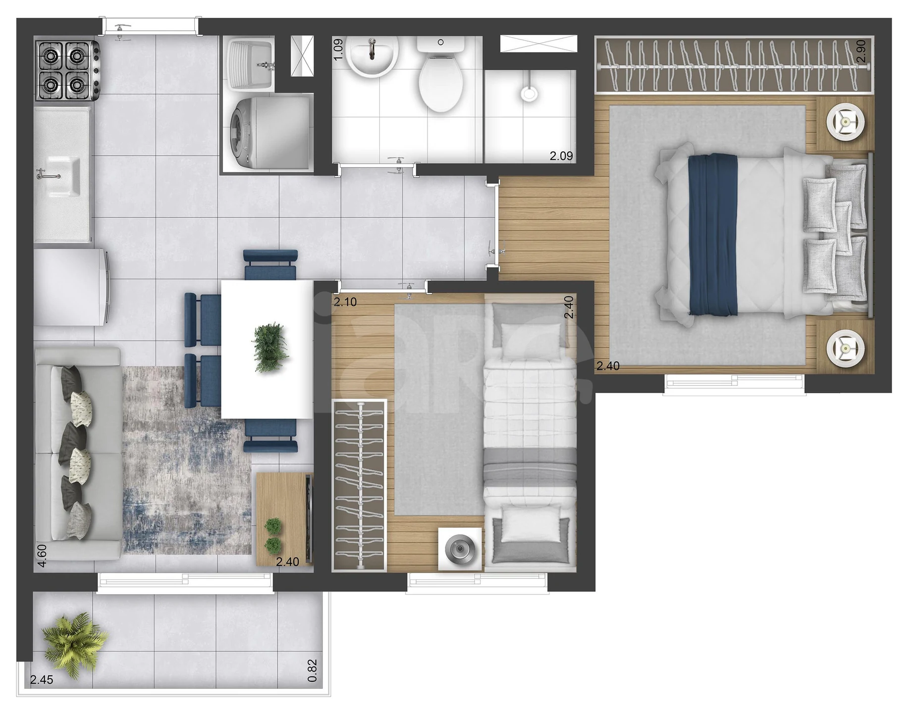 Planta — Apartamento 34,77 m²
