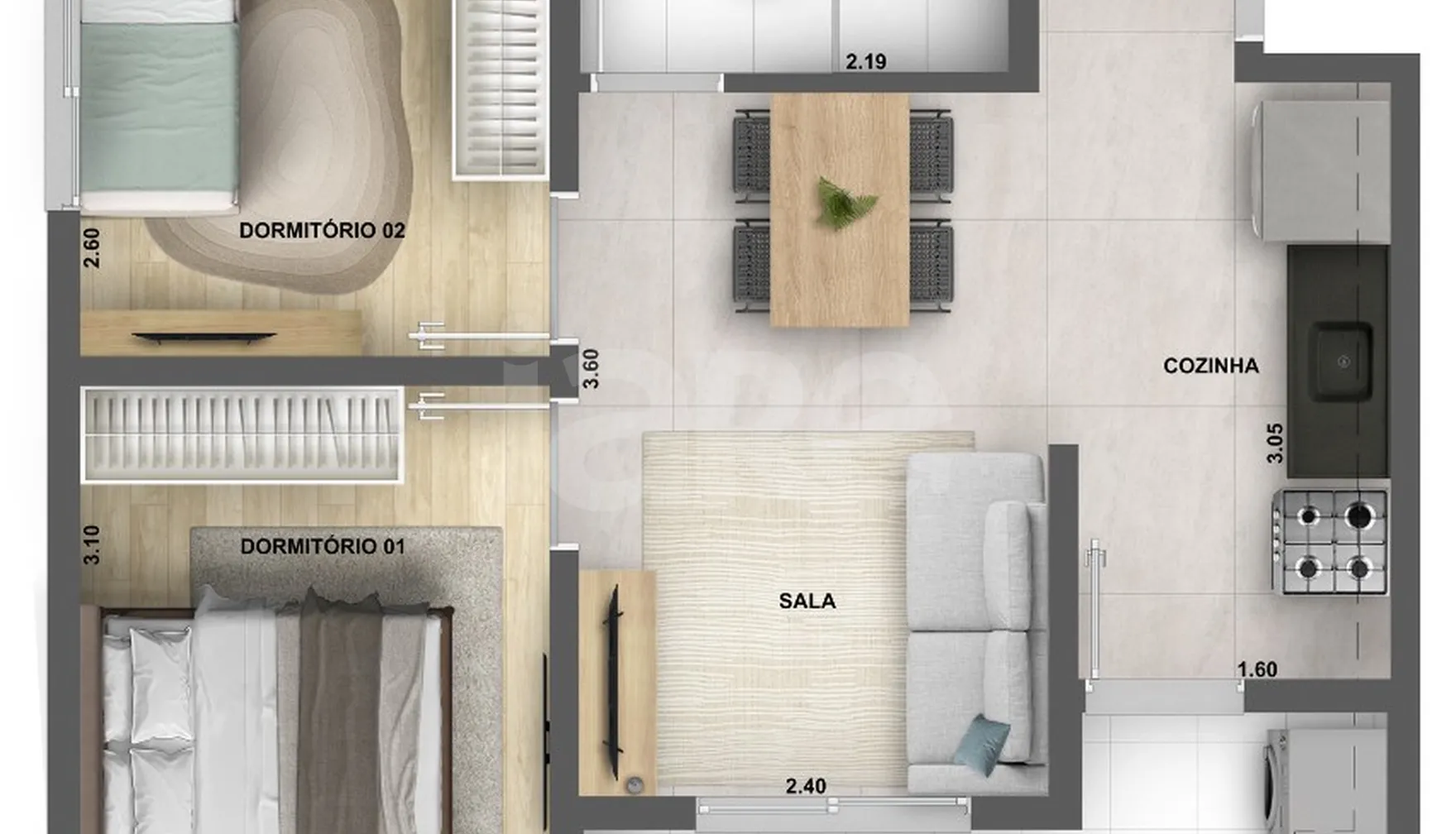 Planta — Apartamento 46 m²