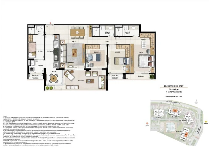 Planta — Apartamento 123,67 m²