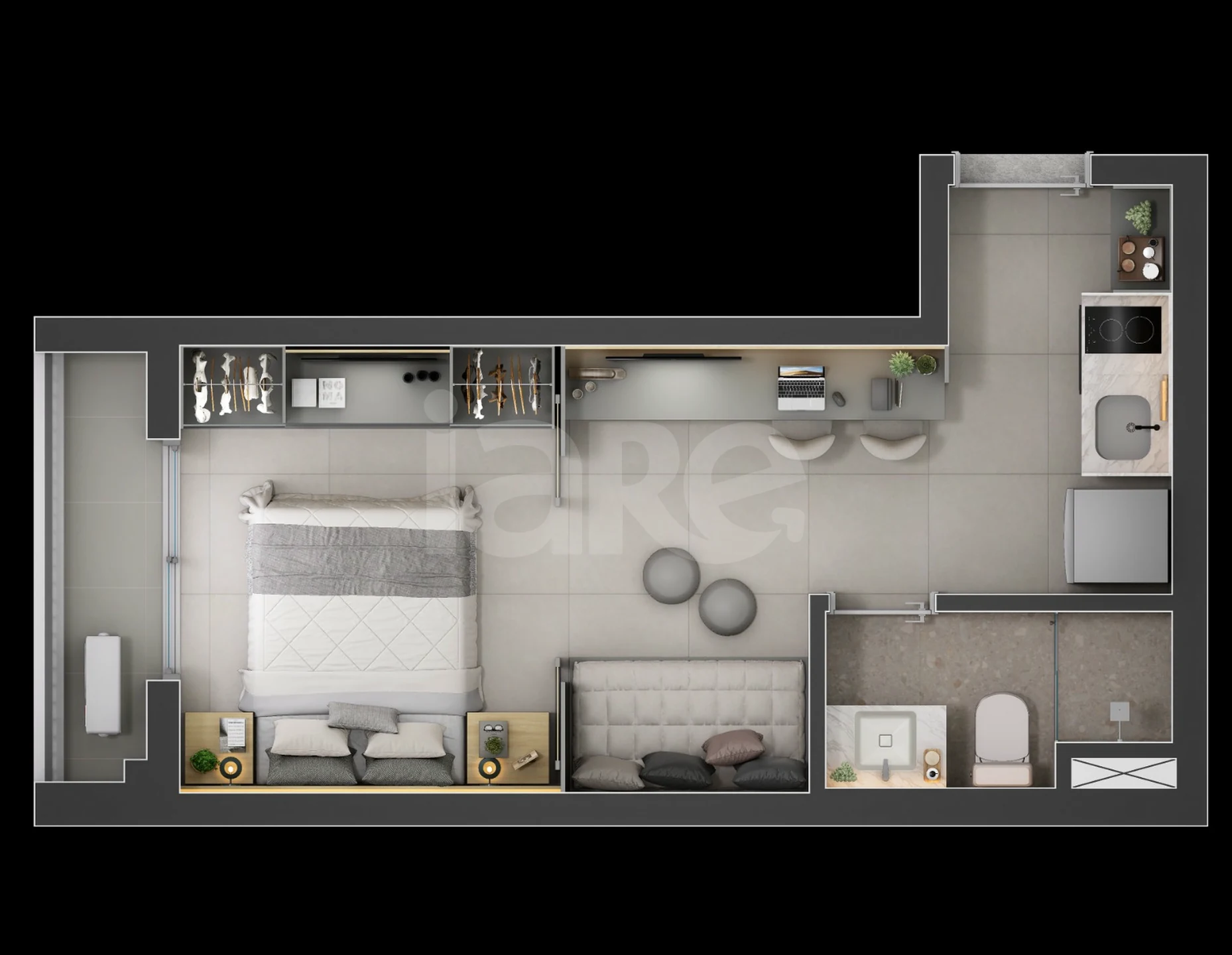 Planta — Studio 27,87 m²