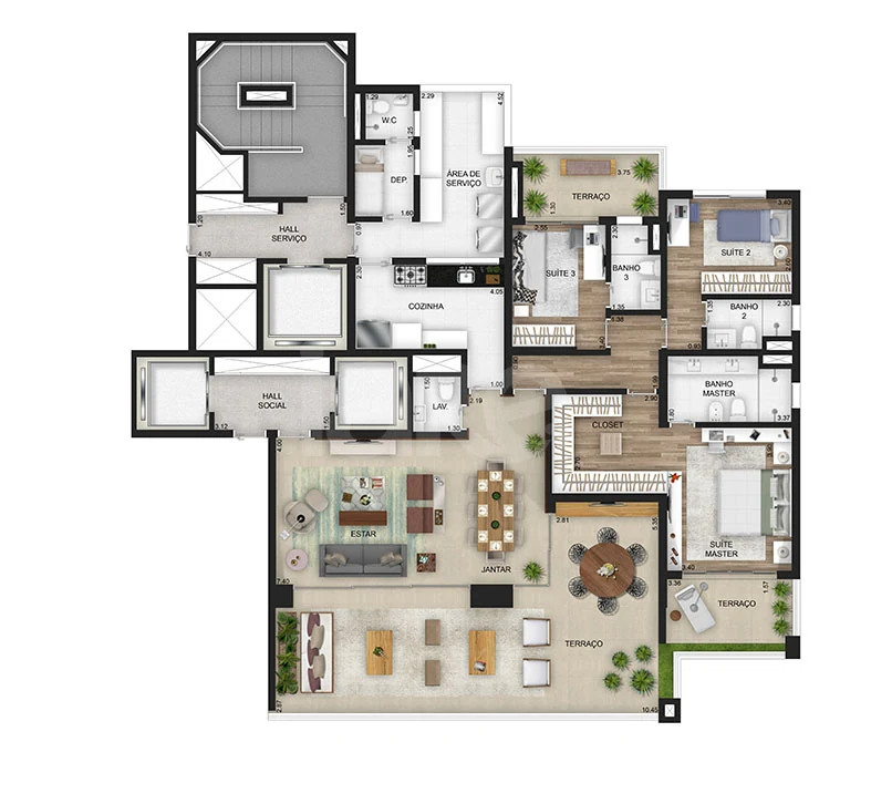 Planta — Apartamento 208,23 m²
