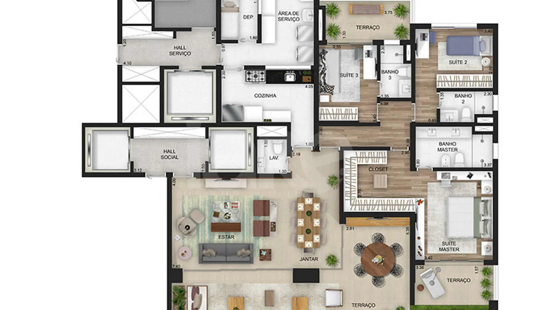 Planta — Apartamento 208,23 m²