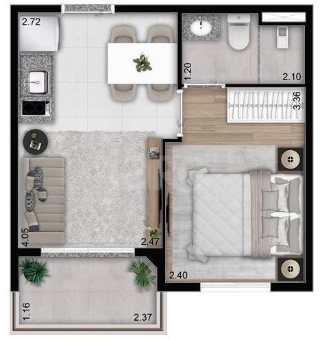 Planta — Apartamento 27,45 m²