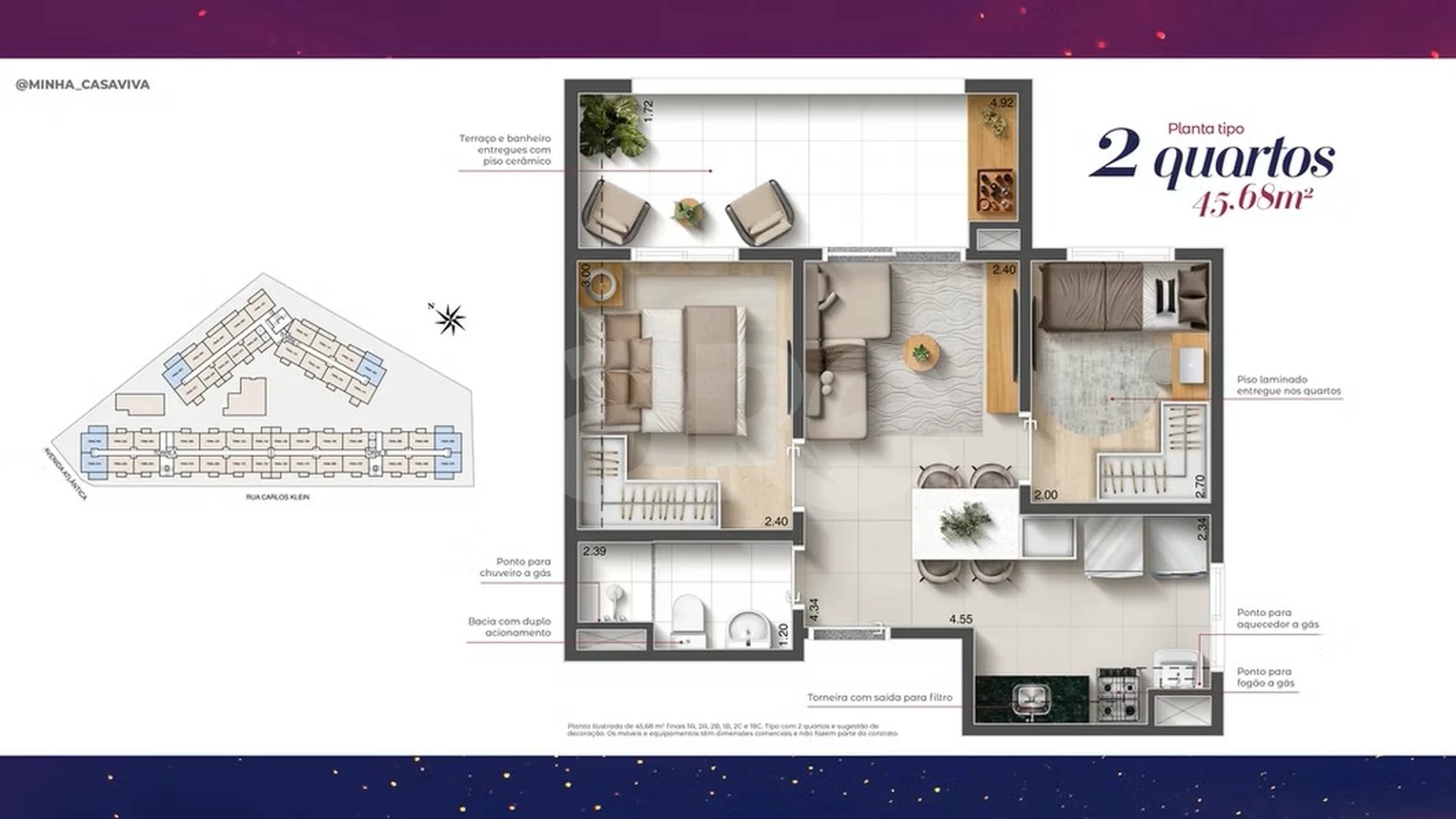 Planta — Apartamento 45,69 m²