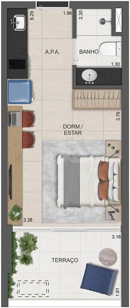Planta — Apartamento 31,42 m²