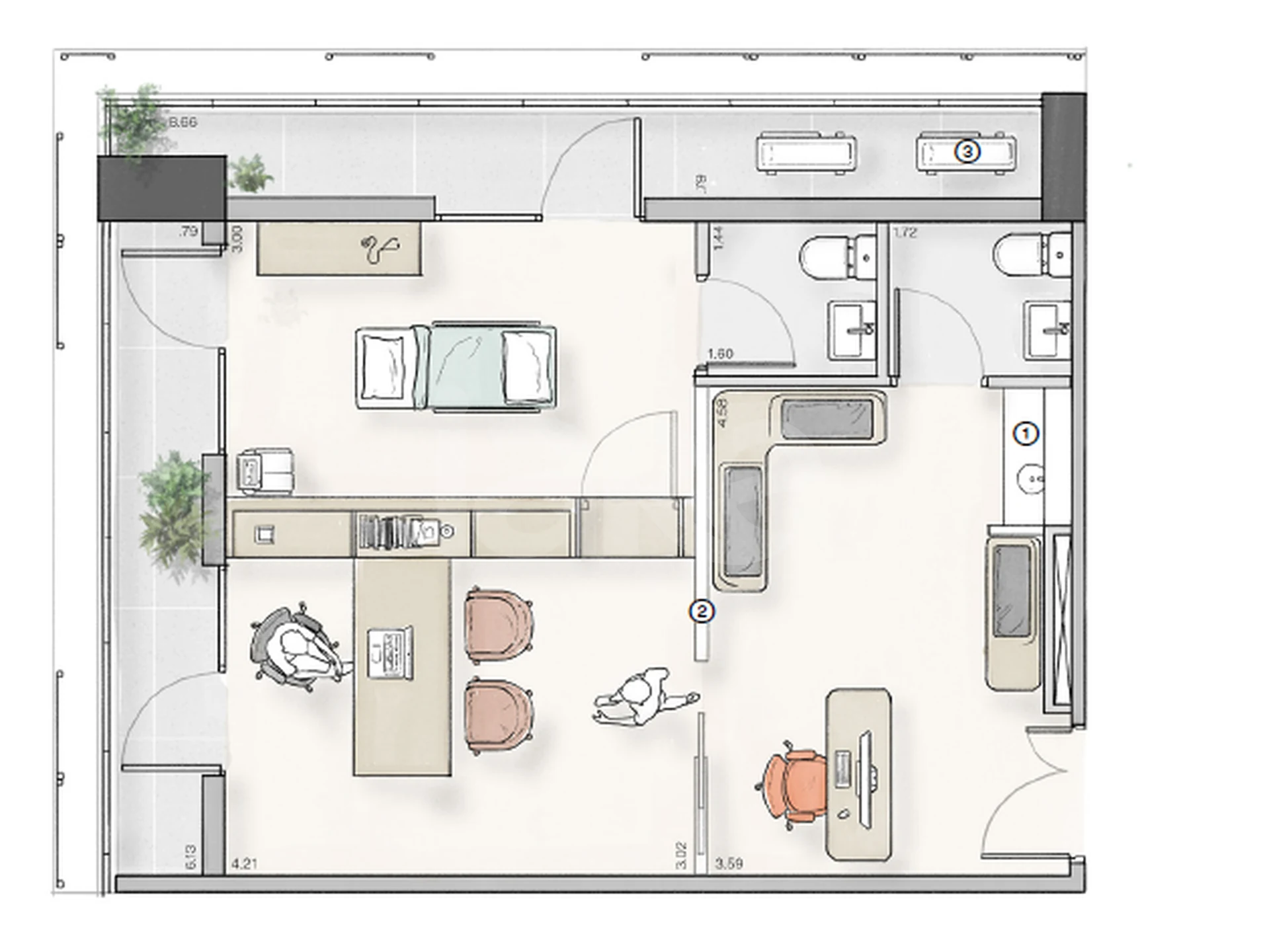 Planta — Sala 67,9 m²