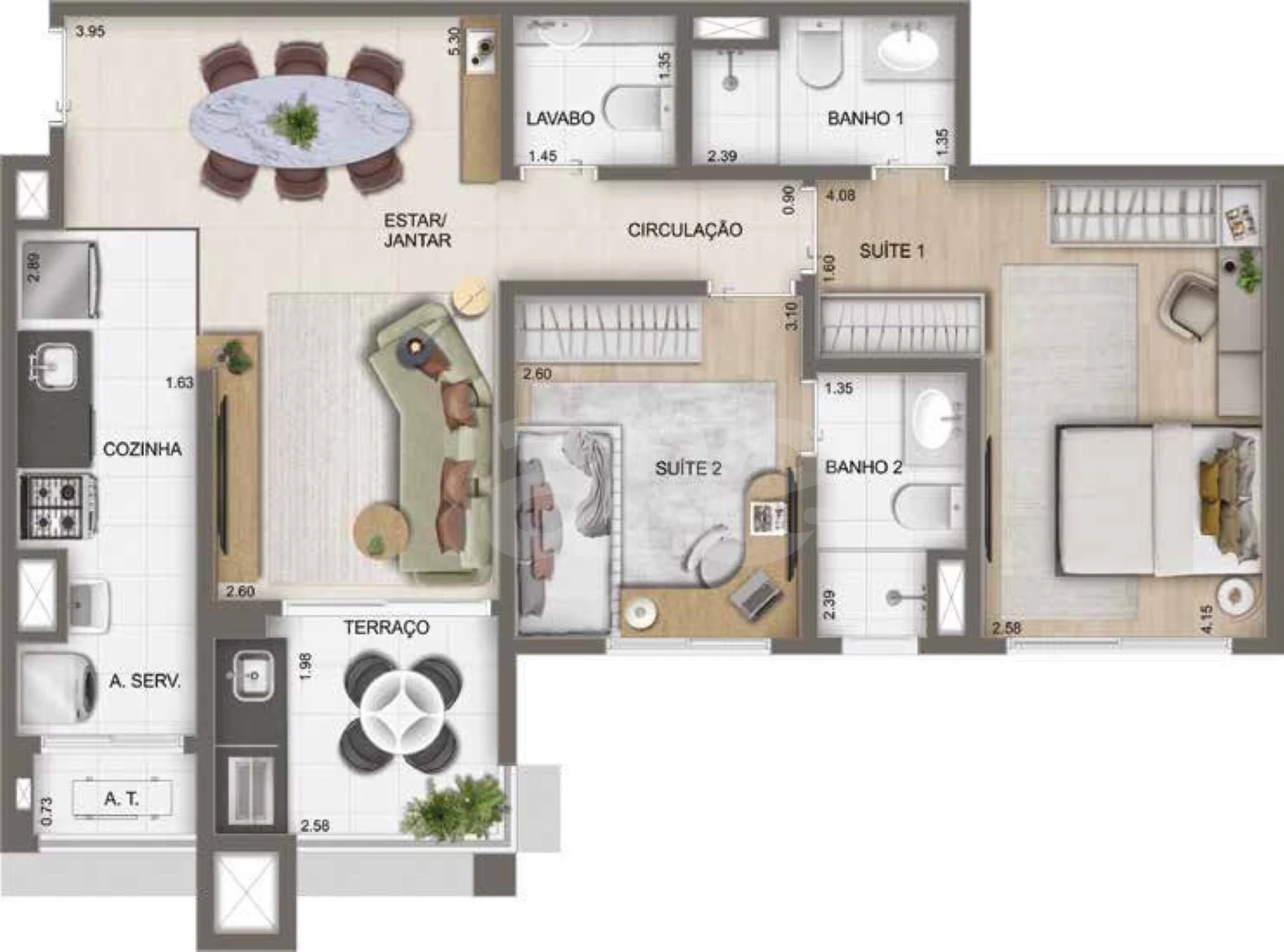 Planta — Apartamento 72,6 m²