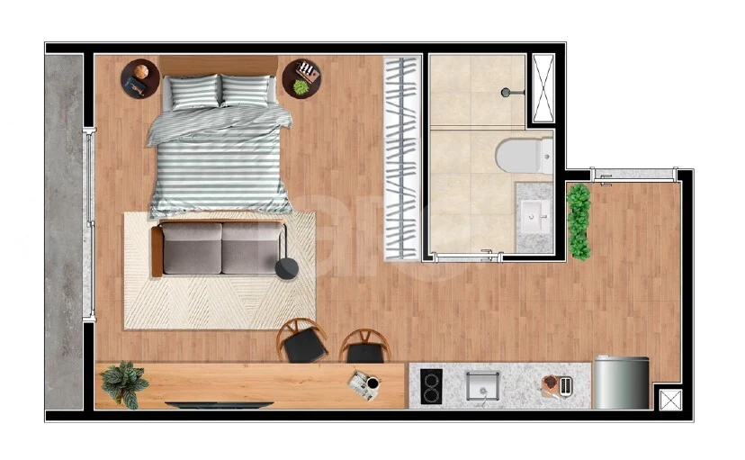 Planta — Studio 25,67 m²