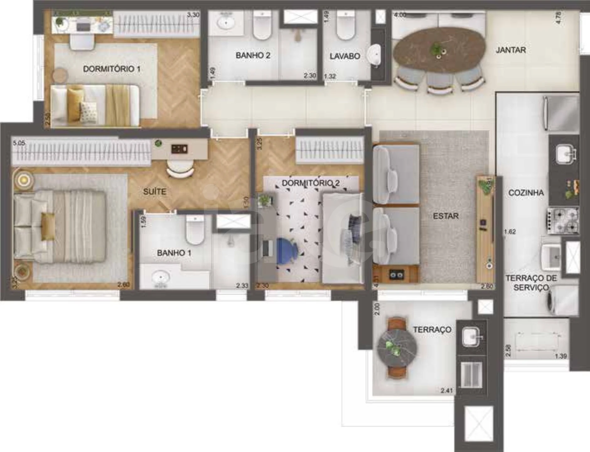 Planta — Apartamento 86,13 m²